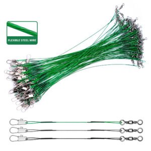 Braided Steel Fishing Leader - 10-30cm Anti-Bite Wire Leader with Interlock Snap, 6-20kg Tensile Strength for Freshwater Saltwater Big Game Fishing
