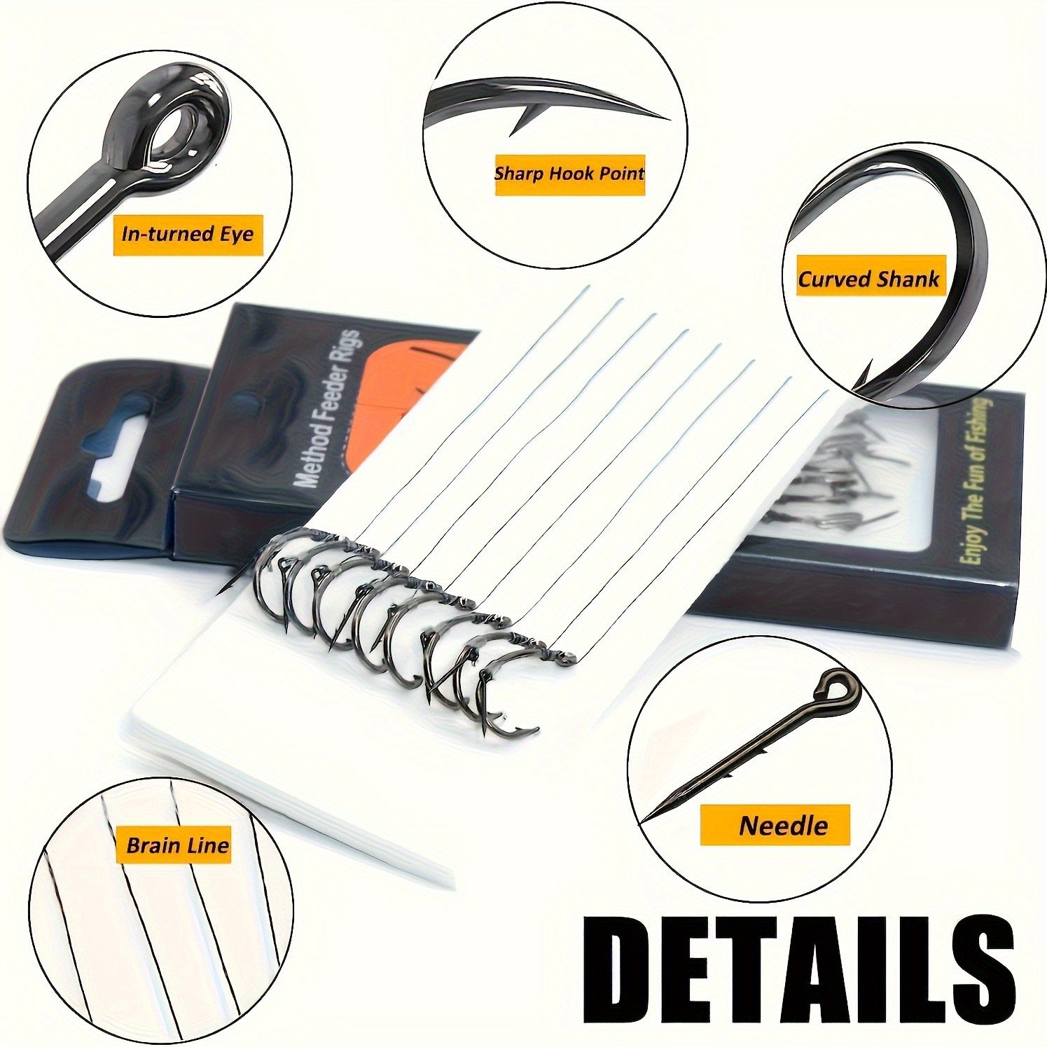High Carbon Steel Curved Shank Fishing Hooks with Braid Line and Baiting Needle, Ideal for Carp Fishing - Image 4