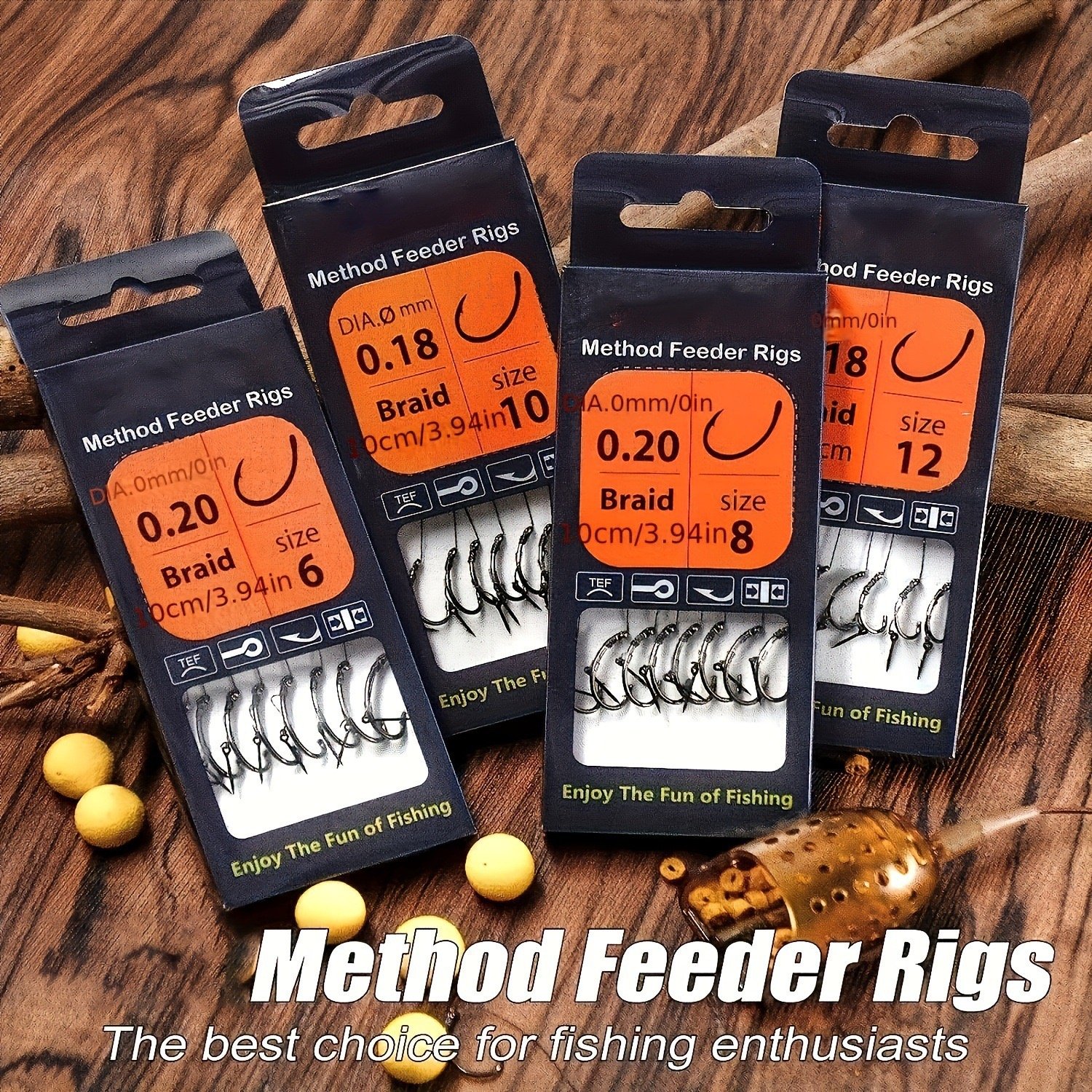 High Carbon Steel Curved Shank Fishing Hooks with Braid Line and Baiting Needle, Ideal for Carp Fishing