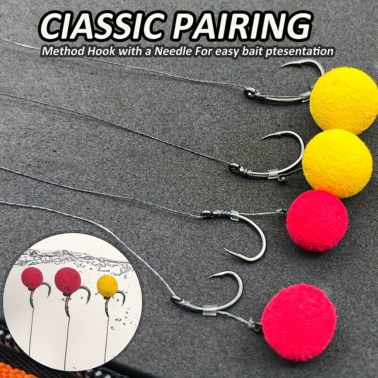 High Carbon Steel Curved Shank Fishing Hooks with Braid Line and Baiting Needle, Ideal for Carp Fishing - Image 2