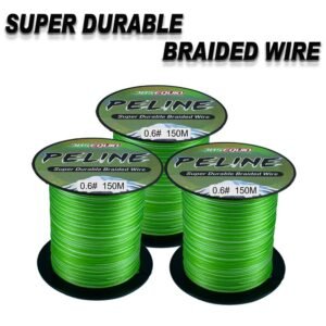 8 Strands Braided Fishing Line, 150M Super Durable Bite Resistant PE Line with 16-70lb Test for Freshwater/Saltwater Fishing