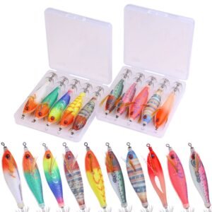 8cm Glow-in-the-Dark Squid Jig Lures (5.8g) - Multiple Colors, Sharp Hooks for Saltwater/Freshwater Fishing